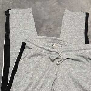 Gray straight leg Joggers with Black Stripes